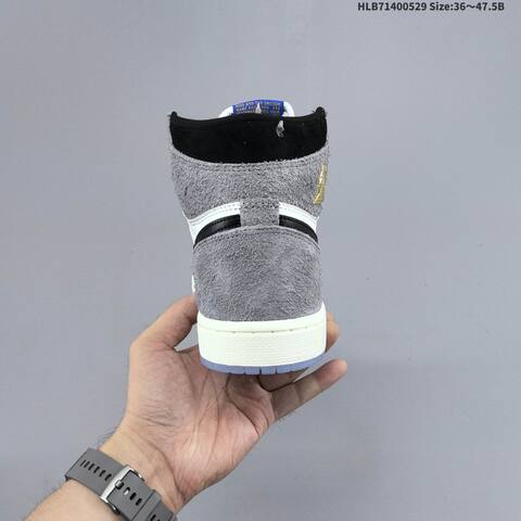 Nike Air Jordan 1 Retro High Gray White Black With Gold Accents 36-47 5 Basketball - Unisex (BS-65850)