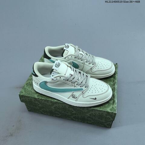 Nike Air Jordan 1 x Travis Scott White Black Teal 36 46B Lifestyle - Women's (BS-65929)