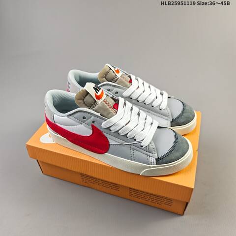 Nike Blazer Low 77 Jumbo White Black Sail Red Grey EU 36-45 Skate Shoe - Unisex BS-63446