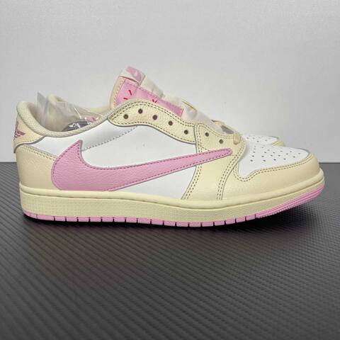 Jordan Travis Scott x Air Jordan 1 Low OG SP IQ7604-100 White Cream Pink Yellow Sneaker (BS-87192)