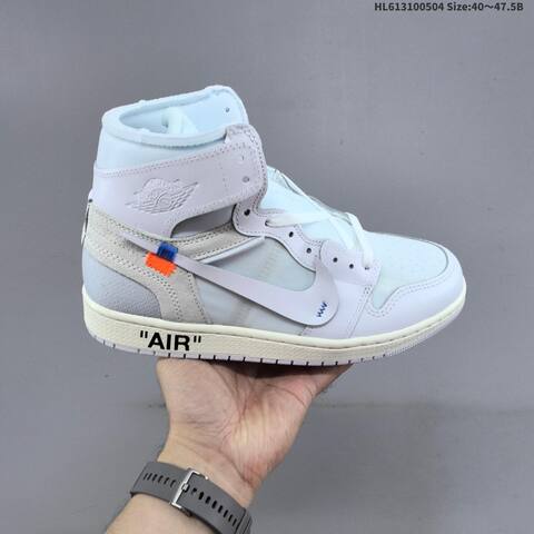 Jordan Air Jordan 1 High OG x Off-White White Light Blue Cream With Orange And Blue Accents 40 47 5 Lifestyle - Men's (BS-66053)