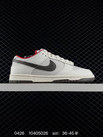 Nike Dunk Low Light Grey White Upper Dark Brown Swoosh And Outsole Red Inner Lining Off-white Midsole EU 36-45 Skate - Unisex (BS-71845)