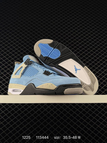 Jordan Air Jordan 4 Retro University Blue Light Blue Beige Black White EU 35 5-48 Basketball Shoe - Unisex BS-79992