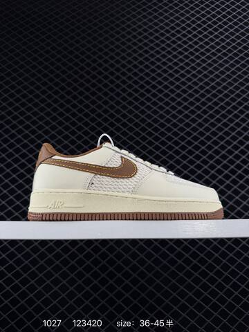 Nike Air Force 1 07 Low Cream Beige With Blue Green And Brown Accents 36-45 Casual - Unisex (BS-74536)