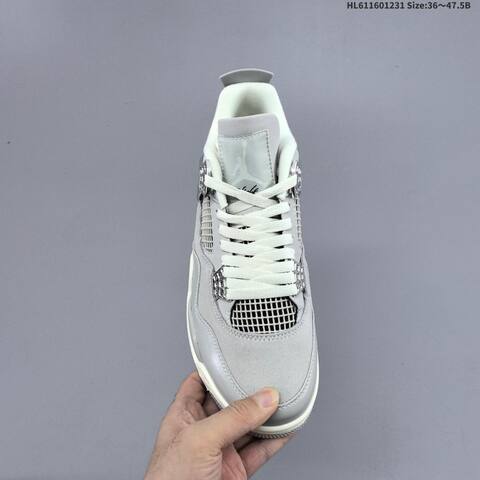 Jordan Air Jordan 4 Retro Frozen Moments Light Gray White Chrome 36-47 5 Basketball - Unisex (BS-67154)