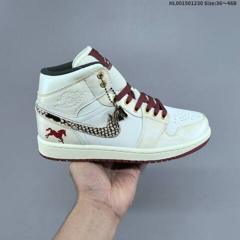 Jordan Air Jordan 1 Mid White Burgundy Cream Black EU 36-46 Basketball - Unisex (BS-67182)