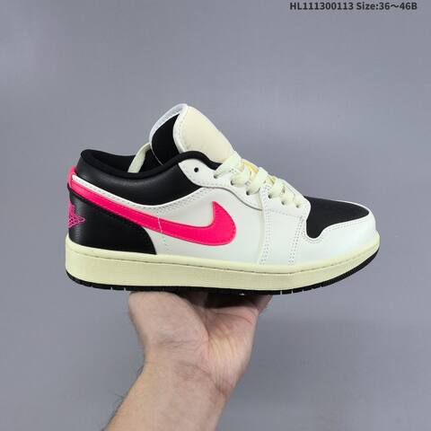 Nike Air Jordan 1 Low OG White Black Pink 36 46B Lifestyle - Women's (BS-66988)