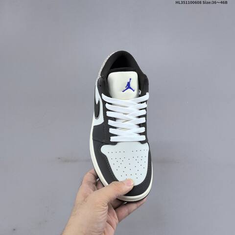 Jordan Air Jordan 1 Low Black White Grey 36 46B Casual - Women's (BS-65795)