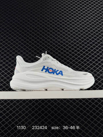 HOKA ONE ONE Bondi 9 Light Grey White Blue EU 36-46 Running Shoe Running Sneakers - Unisex (BS-86368)