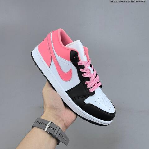 Jordan Air Jordan 1 Low White Black Pink 36 46B Lifestyle - Women s BS-65998