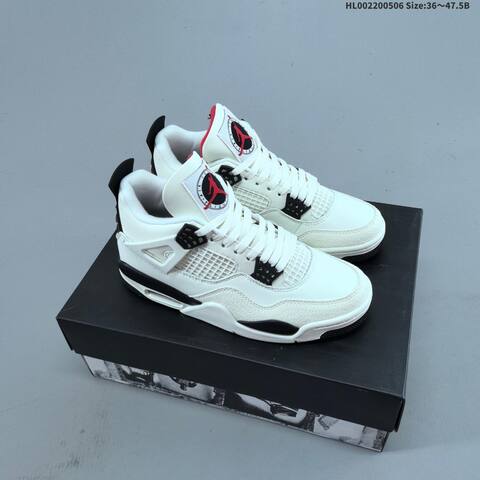 Jordan Air Jordan 4 Retro White Black Red 36 47 5 Basketball - Unisex (BS-66030)