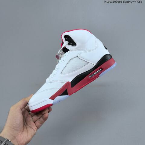 Jordan Air Jordan 5 Retro White Red Black 40 47 5 Basketball - Men's (BS-65823)