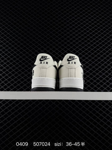 Nike Air Force 1 07 Off-white Black With Metallic Chrome Swoosh EU 36-45 Half Sizes Available Lifestyle - Unisex (BS-72219)