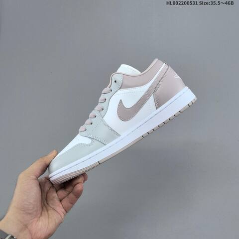 Jordan Air Jordan 1 Low White Light Gray Taupe 35 5 46B Lifestyle - Women's (BS-65840)