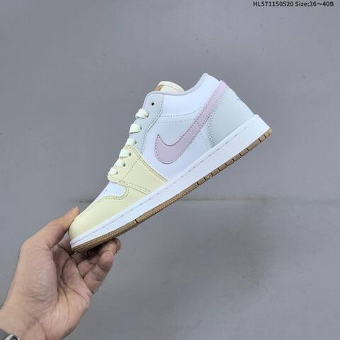 Jordan Air Jordan 1 Low White Pastel Pink Cream Light Blue 36-40 Basketball - Unisex (BS-65910)