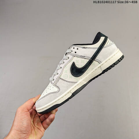 Jordan Air Jordan 1 Low White Grey Black With Green Accents EU 36-45 Casual - Unisex (BS-63572)