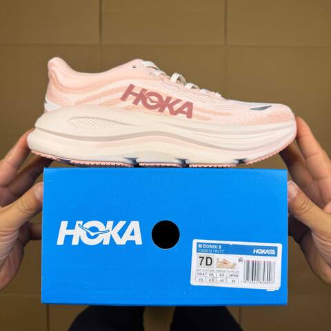 HOKA Bondi 9 Light Pink Off White Rose Running Shoe Running Sneakers BS-86915