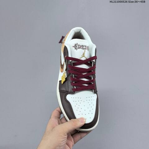 Jordan Air Jordan 1 Low White Brown Gold Burgundy EU 36-45 Lifestyle - Unisex (BS-65878)