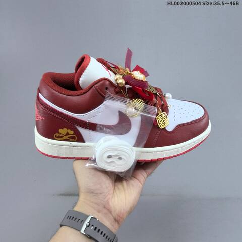 Jordan Air Jordan 1 Low White Burgundy Red EU 35 5-46 Basketball - Unisex (BS-66047)
