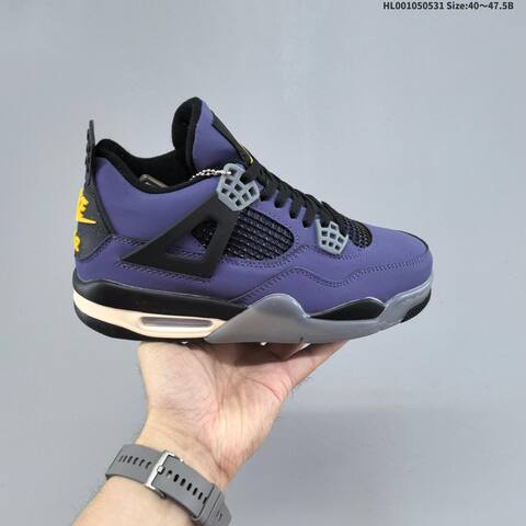 Jordan Air Jordan 4 Retro OG Imperial Purple Black Grey Yellow EU 40-47 5 Basketball - Men's (BS-65837)