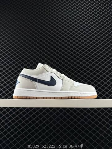 Jordan Air Jordan 1 Low 553558 166 White Light Grey Navy Blue Gum Brown EU 36-47 Sneaker - Unisex BS-81285