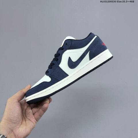 Jordan Air Jordan 1 Low Obsidian Suede Navy White 35 5 46B Lifestyle - Women's (BS-65847)