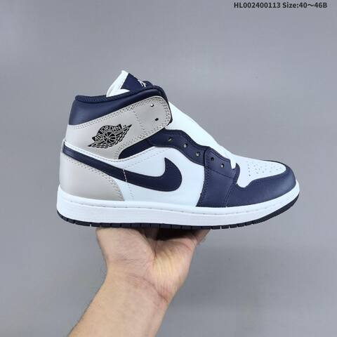 Jordan Air Jordan 1 Mid White Navy Grey EU 40-46 Basketball - Men's (BS-66992)