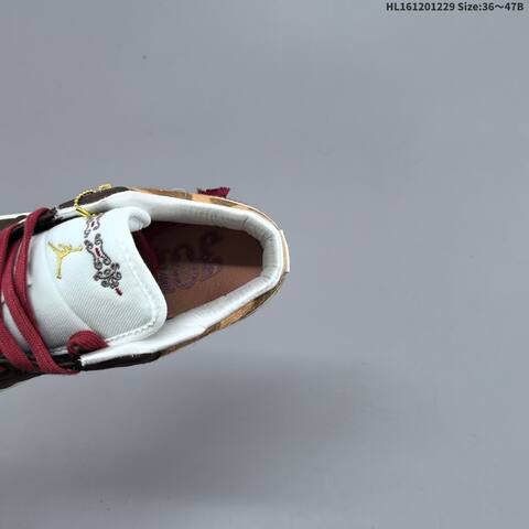 Jordan Air Jordan 1 Low White Brown Gold Red CNY 36 47B Lifestyle - Women s BS-67193