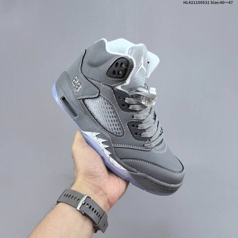 Jordan Air Jordan 5 Retro Wolf Grey White 40 47 Basketball - Men s BS-65833