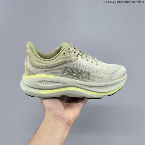 HOKA ONE ONE Bondi 9 Light Olive Pale Yellow Black EU 36-45 Running Shoe Running Sneakers - Unisex (BS-69420)