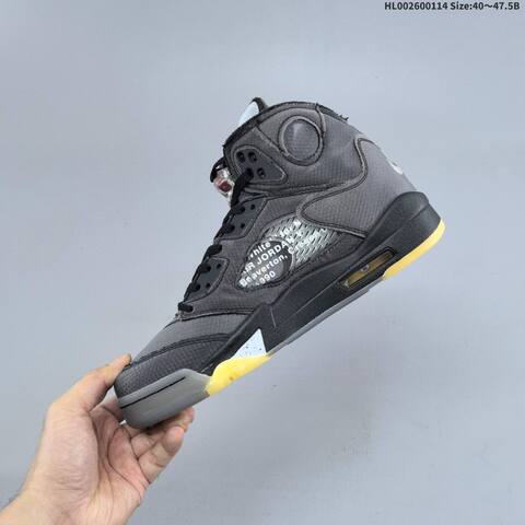 Jordan Off-White x Air Jordan 5 Retro SP Black Gray Blue With Red Accents EU 40-47 5 Basketball - Men's (BS-66976)