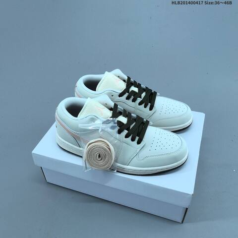 Jordan Air Jordan 1 Low White Gray Pink 36 46B Lifestyle - Women's (BS-66147)
