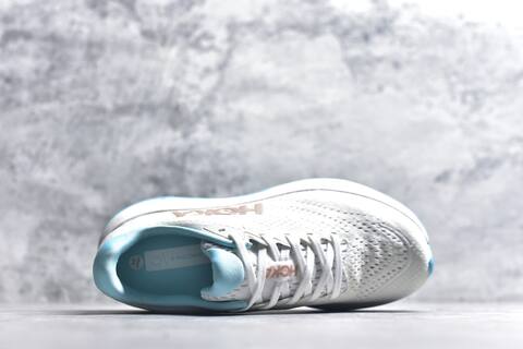 HOKA Rincon 4 White Light Blue Rose Gold Running Shoe Running Sneakers