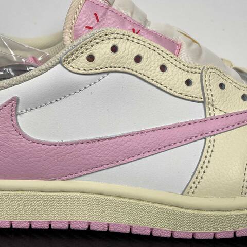 Jordan Travis Scott x Air Jordan 1 Low OG SP IQ7604-100 White Cream Pink Yellow Sneaker (BS-87192)