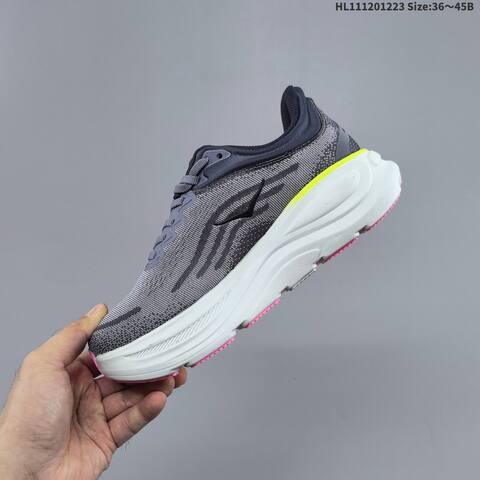 HOKA ONE ONE Bondi 9 Grey Navy Neon Yellow Pink White EU 36-45 Running Shoe Running Sneakers - Unisex (BS-69422)