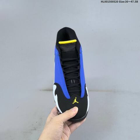 Jordan Air Jordan 14 Retro OG Laney Blue Black White With Yellow Accents 36 47 5 Basketball - Unisex (BS-65911)