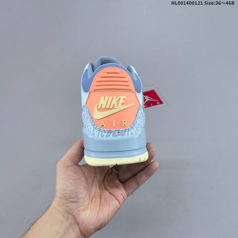 Jordan Air Jordan 3 Retro Light Blue Pink Peach Neon Yellow 36 46B Basketball - Women's (BS-66896)
