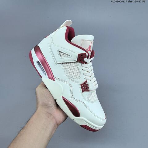 Jordan Air Jordan 4 Retro White White-sierra Red 36 47 5 Basketball - Unisex (BS-66941)