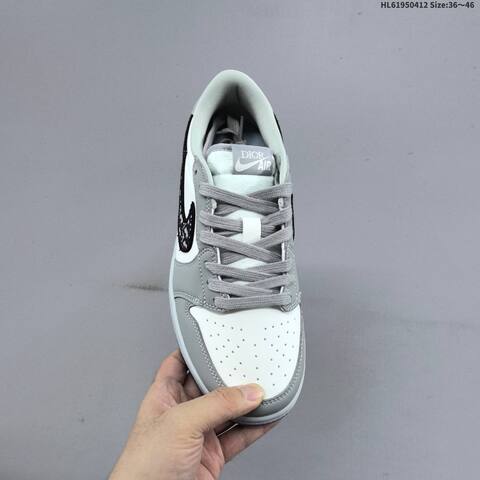 Jordan Air Jordan 1 Low White Grey Black Blue 36 46 Lifestyle - Unisex (BS-66223)