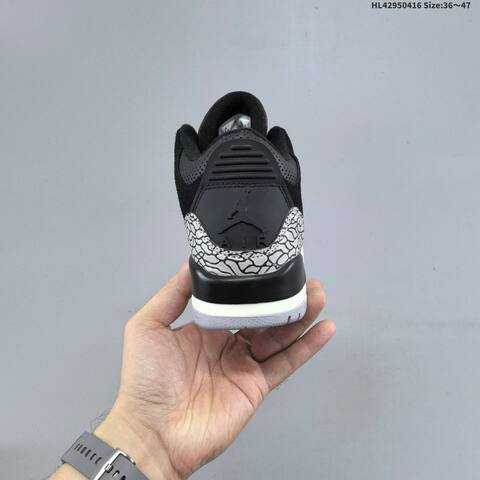 Jordan Air Jordan 3 Retro Black White Grey 36 47 Basketball - Unisex (BS-66174)