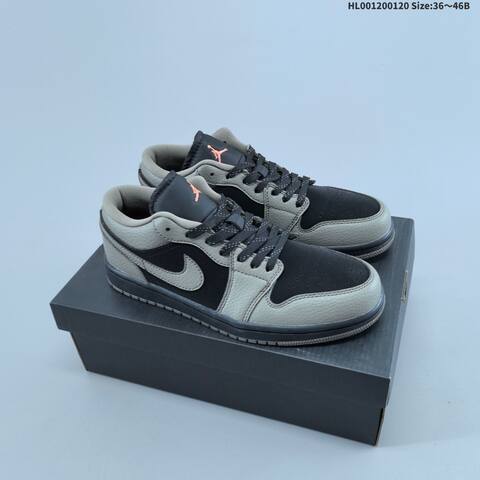 Jordan Air Jordan 1 Low Olive Grey Black Orange 36 46B Casual - Women's (BS-66912)