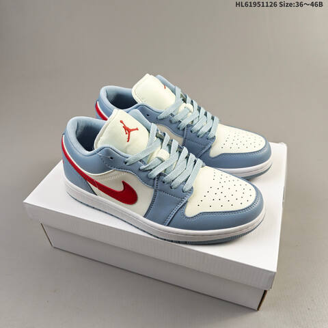 Jordan Air Jordan 1 Low Light Blue White Red 36 46 Casual - Unisex (BS-63060)