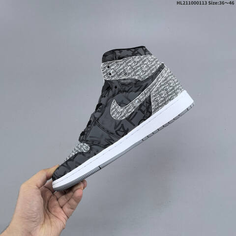 Nike Air Jordan 1 Retro High OG Black Grey White 36 46 Basketball - Unisex (BS-66996)