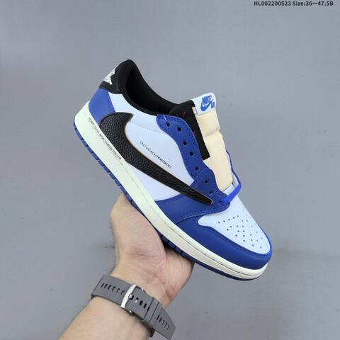 Jordan Travis Scott x Fragment Design x Air Jordan 1 Low OG SP White Black Royal Blue EU 36-47 5 Casual - Unisex BS-65893