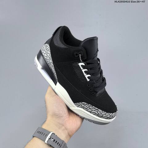 Jordan Air Jordan 3 Retro Black White Grey 36 47 Basketball - Unisex BS-66174