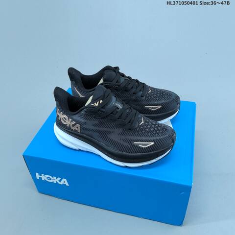HOKA ONE ONE Clifton 9 Light Grey White Black EU 36-47 Running Shoe Running Sneakers - Unisex (BS-69364)