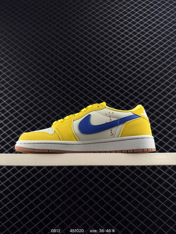 Jordan Air Jordan 1 Low Travis Scott DZ4137 206 Sail Yellow Blue Gum Red EU 36-46 Sneaker - Unisex (BS-80927)