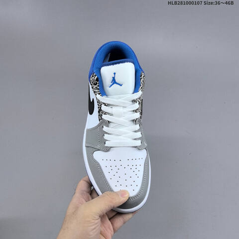 Nike Air Jordan 1 Low White Gray Blue Black 36 46B Casual - Women's (BS-67063)