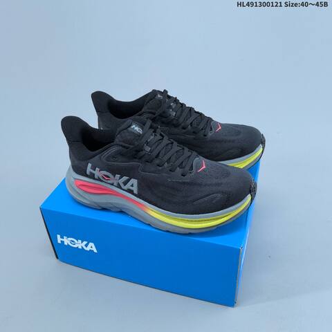 HOKA Clifton 10 Off White Burgundy Yellow Teal EU 36-40 Running Shoe Running Sneakers - Unisex (BS-69397)