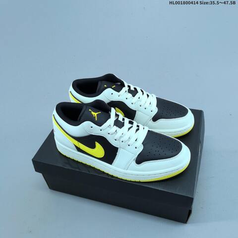 Jordan Air Jordan 1 Low Black White Yellow 35 5-47 5 Basketball - Unisex (BS-66197)